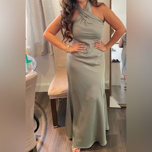 Anthropologie BHLDN Ruby Twist Halter Satin Gown size 6 bridemaid dress